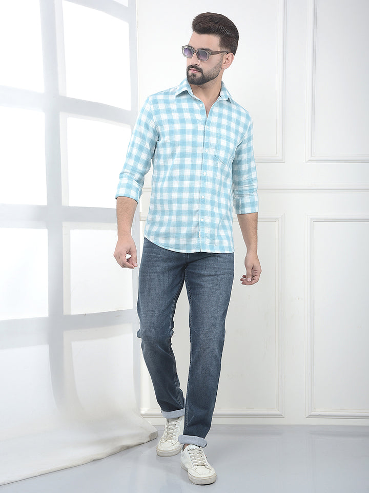 Green Checked 100% Cotton Shirt