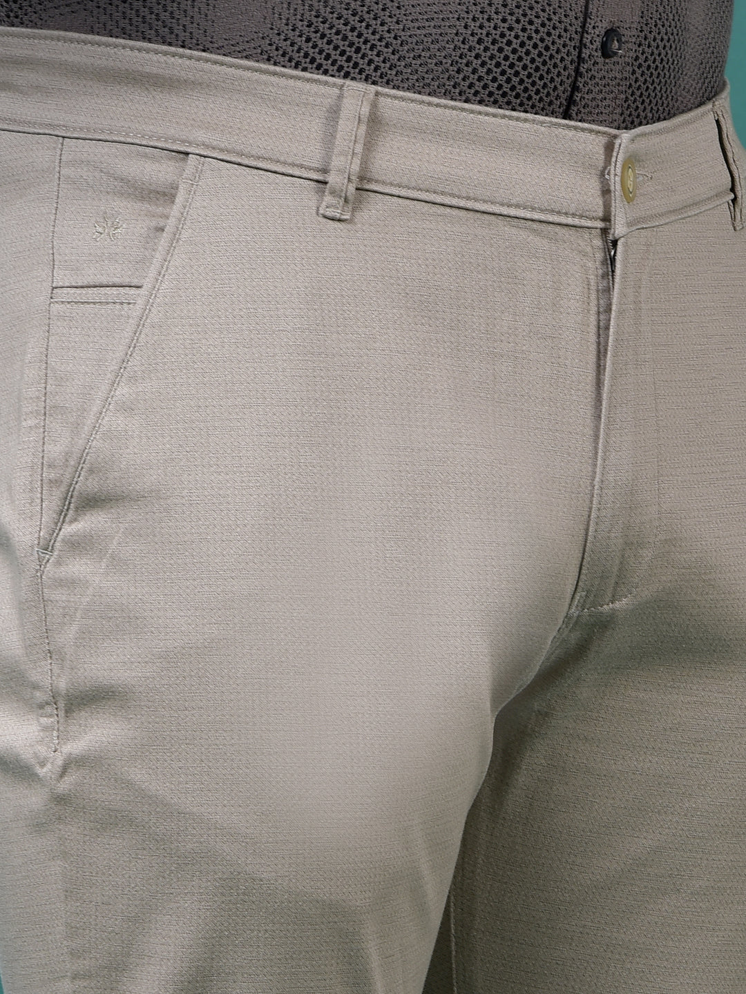 Beige Printed Trousers
