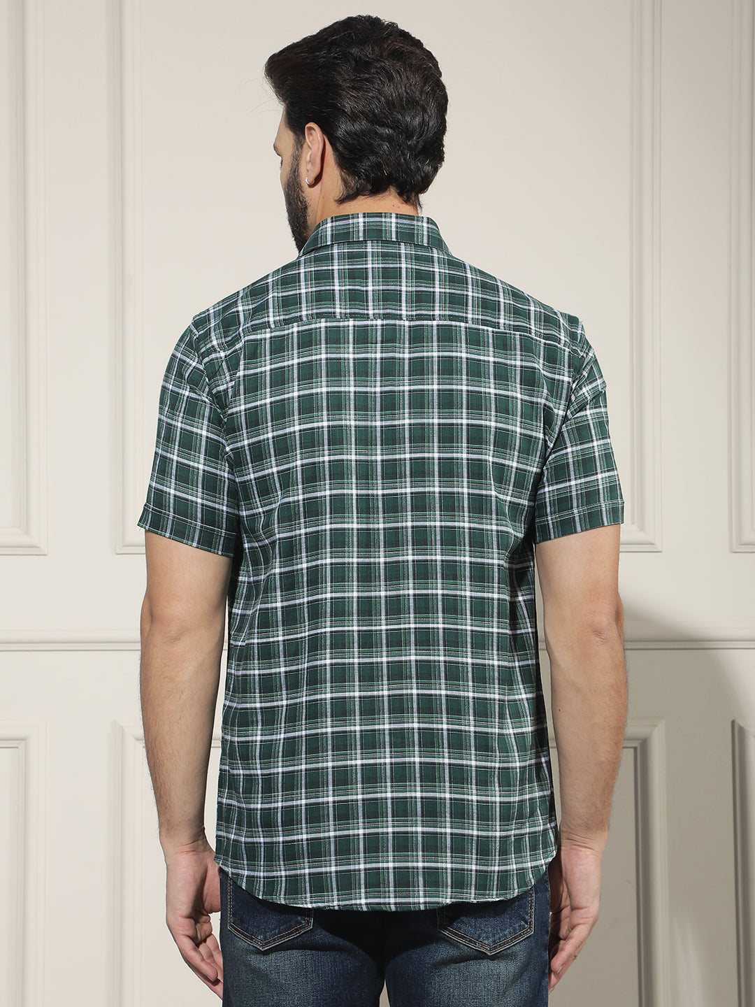 Green Checked 100% Cotton Shirt
