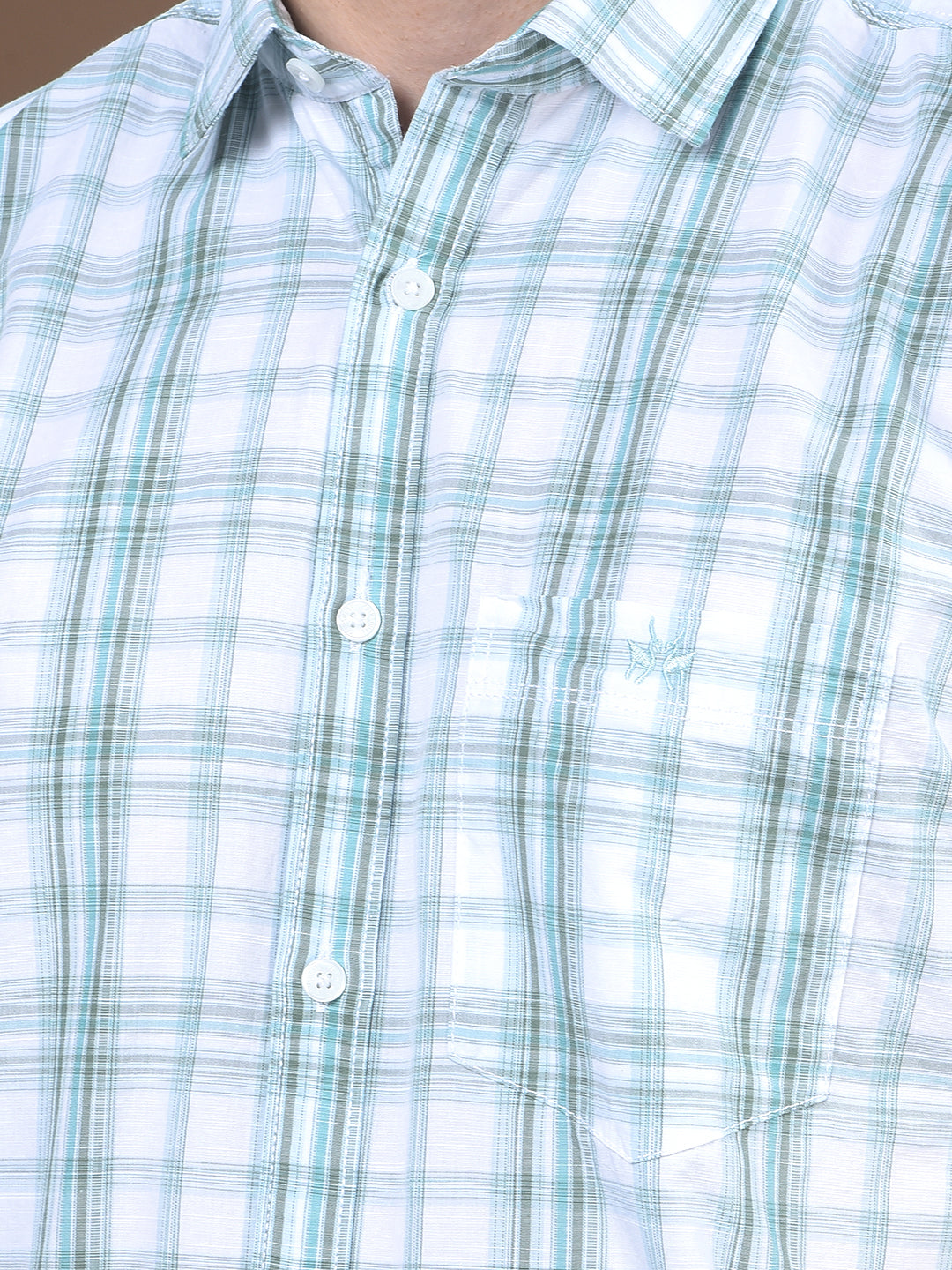 Blue Checked 100% Cotton Shirt-Men Shirts-Crimsoune Club