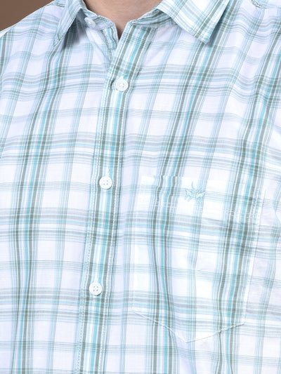 Blue Checked 100% Cotton Shirt-Men Shirts-Crimsoune Club