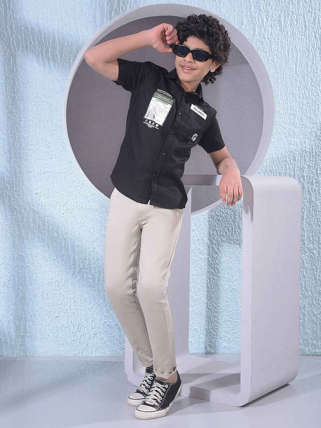 Black Typographic Print Shirt