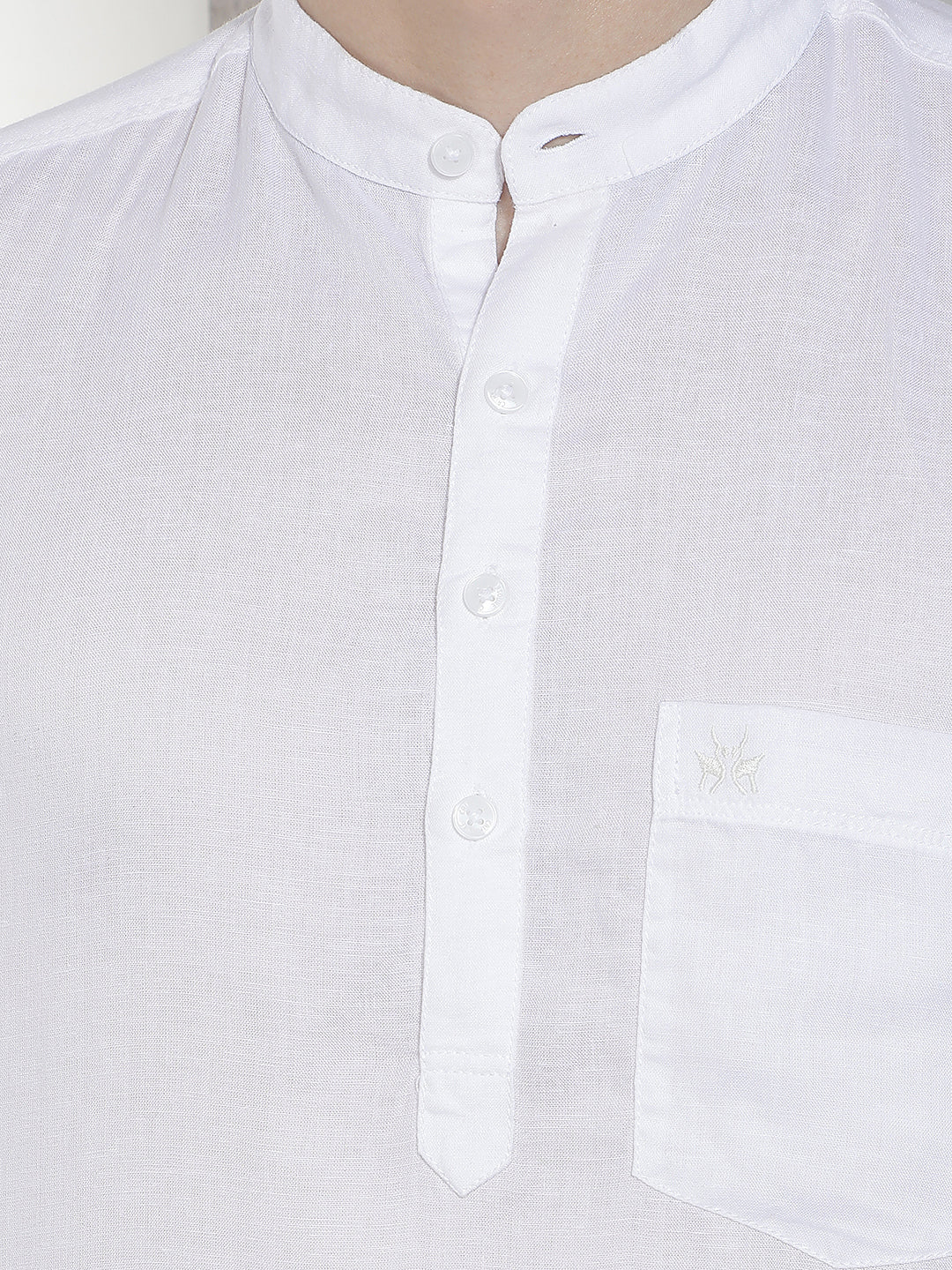 Modern Pure White Linen Kurta