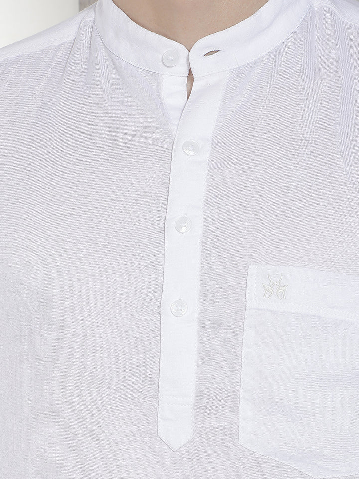 Modern Pure White Linen Kurta