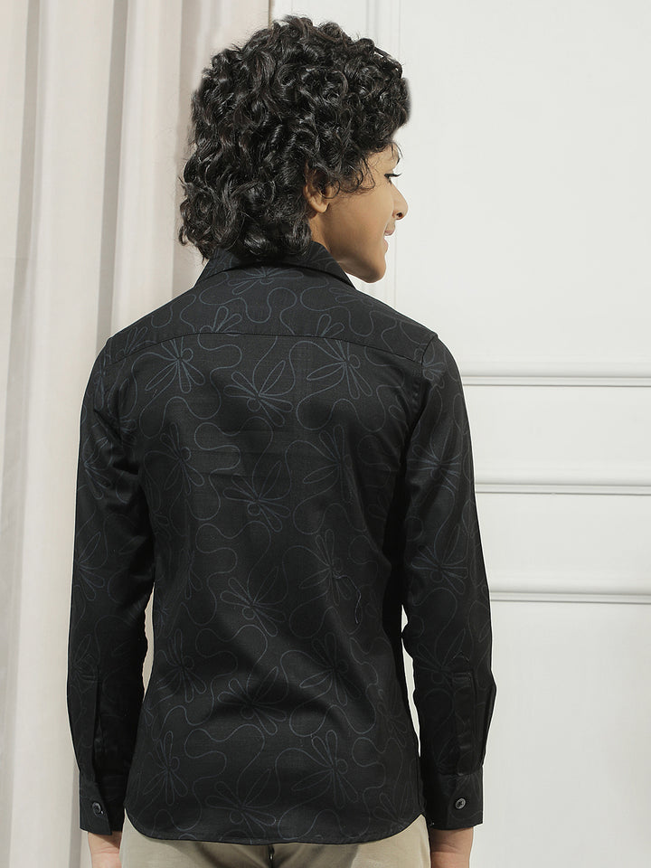 Black Floral Print Shirt