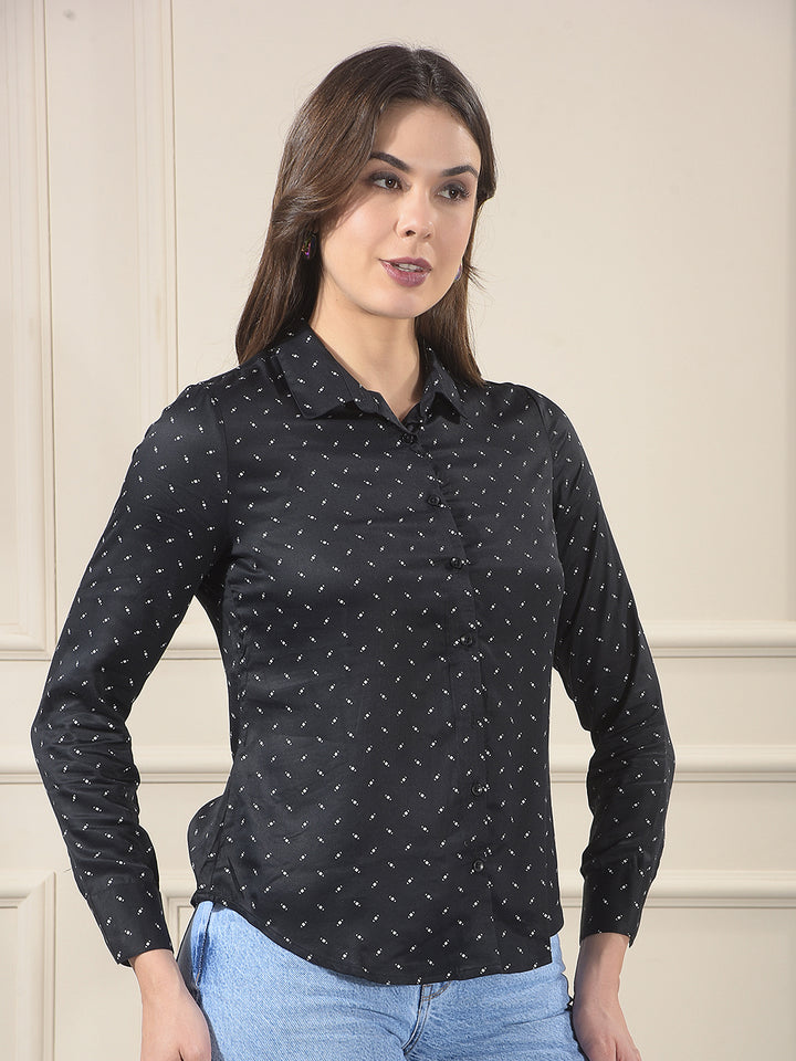 Black Printed Modal Shirt