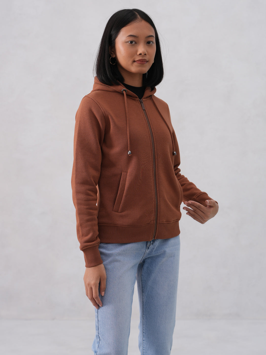 Brown Hooded Neck Sweatshirt