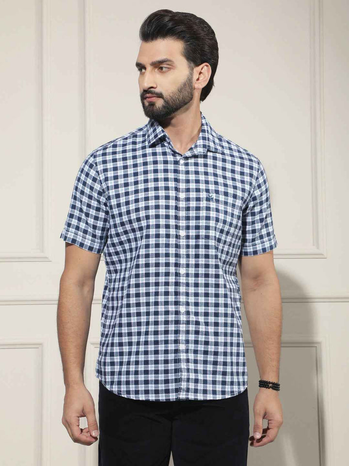 Blue Checked 100% Cotton Shirt