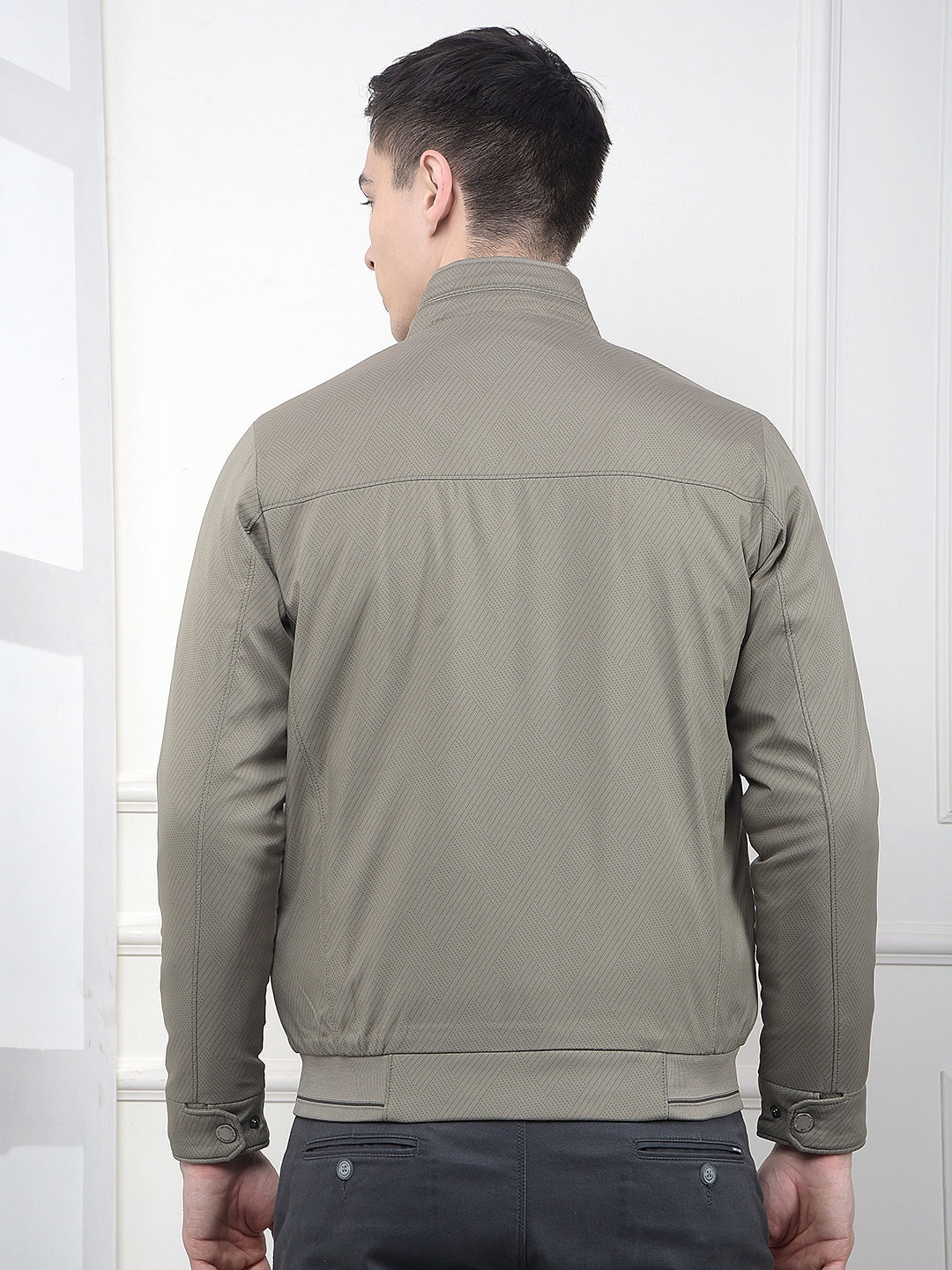 Beige Printed Puffer Jacket