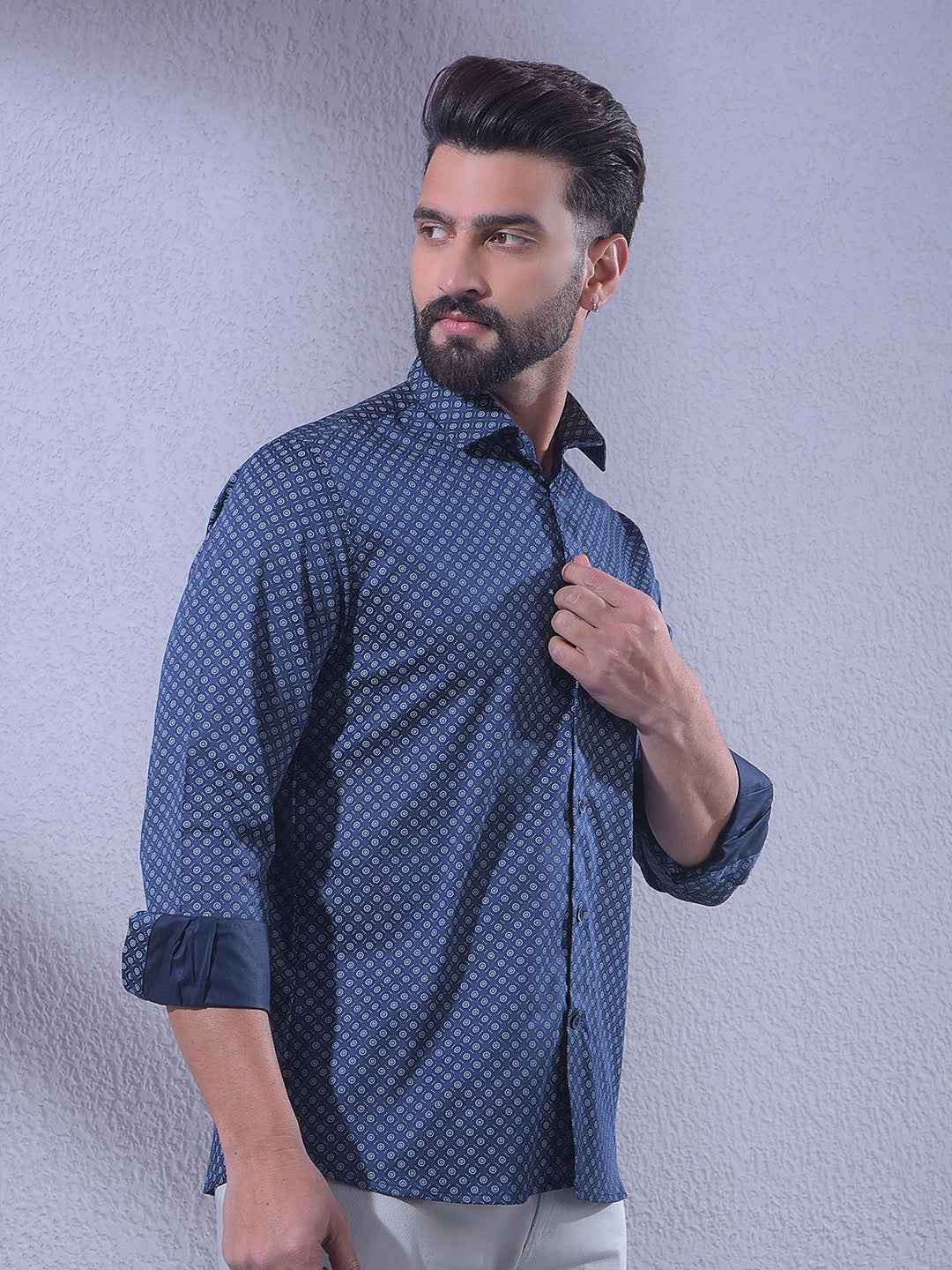 Navy Blue Printed Shirt