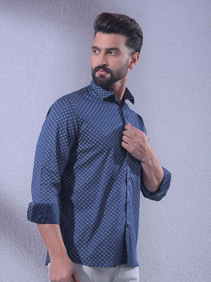 Navy Blue Printed Shirt