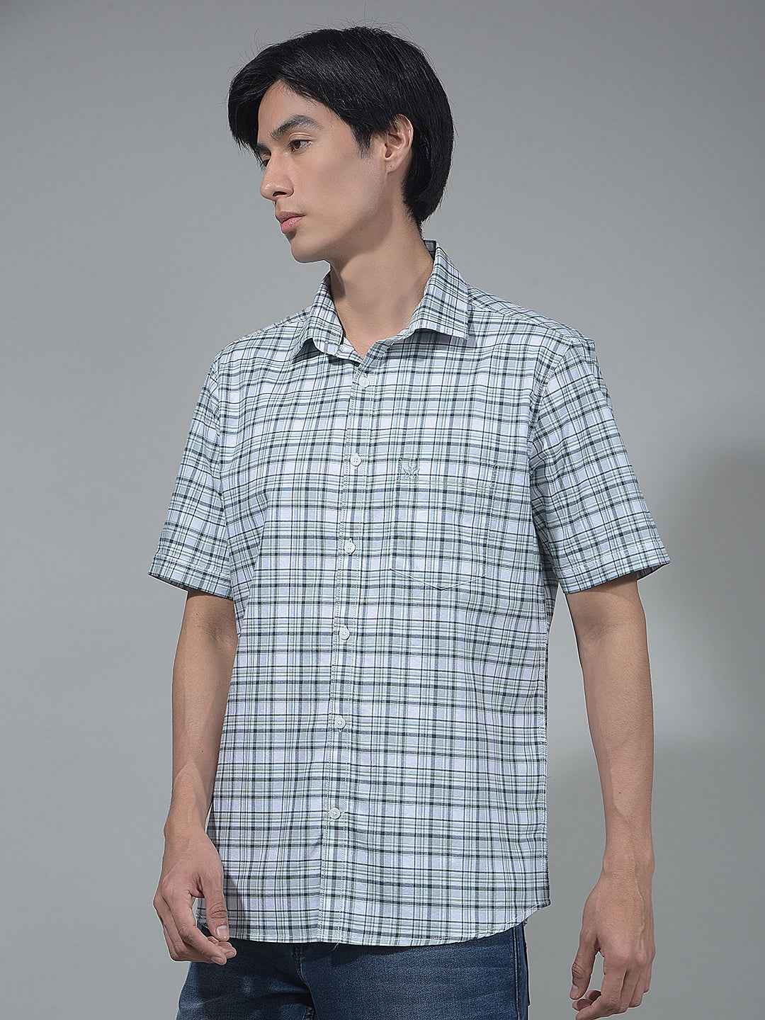 Green Checked 100% Cotton Shirt