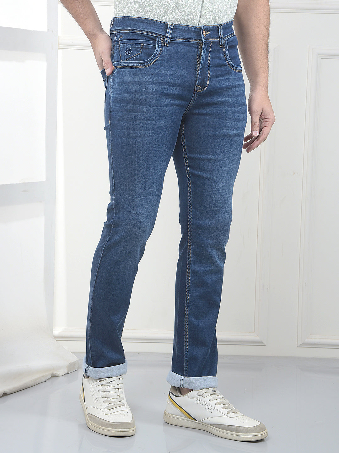Classic Blue Stretch Straight Jeans