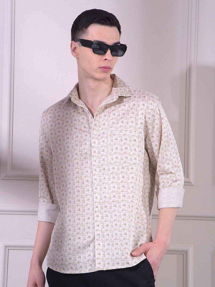 Beige Printed Shirt