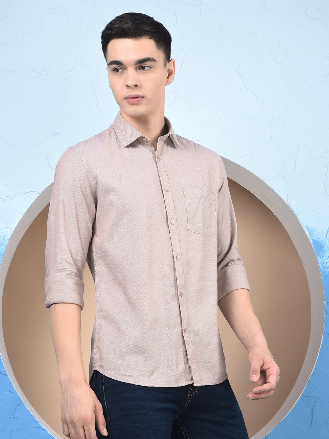 Beige 100% Cotton Shirt