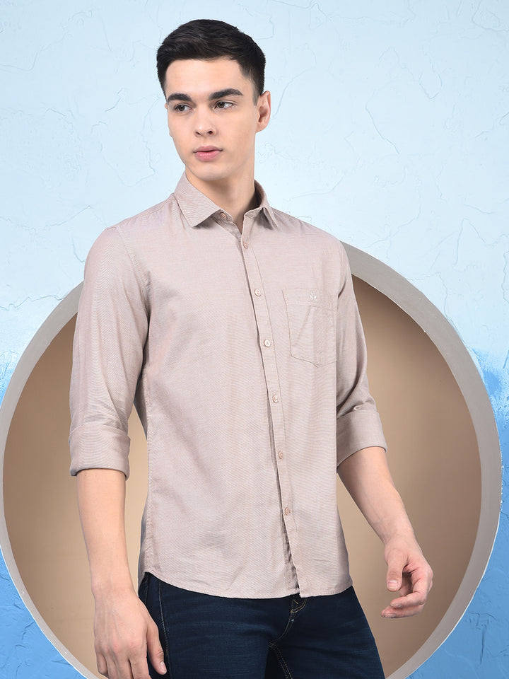 Beige 100% Cotton Shirt