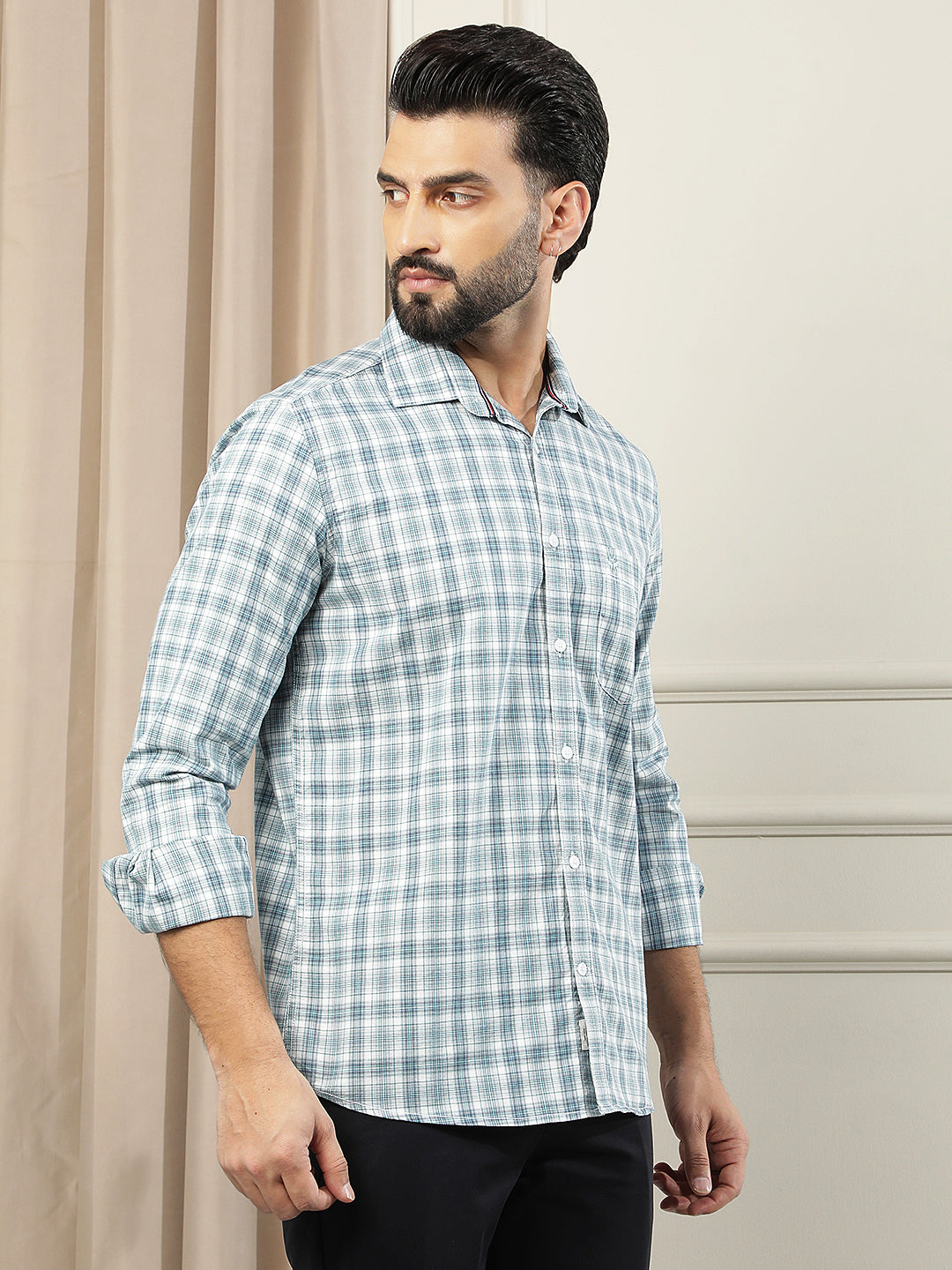 Green Checked 100% Cotton Shirt