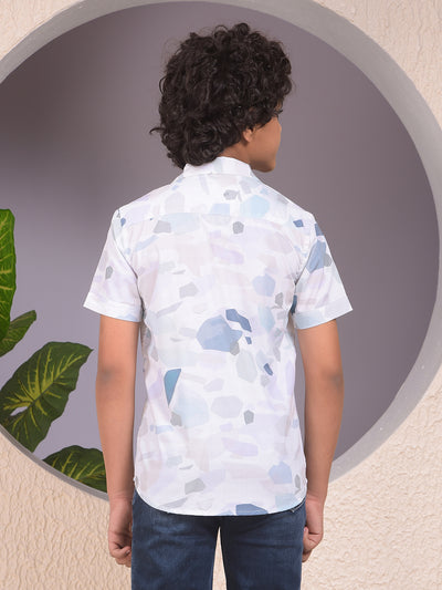 Blue Printed Resort-Collar Shirt
