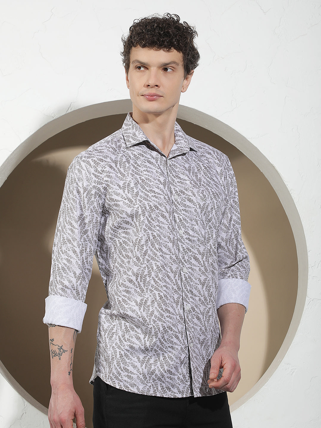 Grey Floral Print Shirt