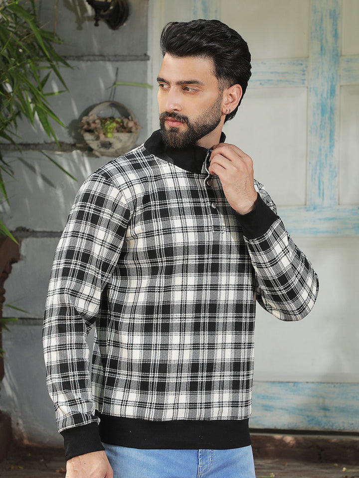 Black Checked High Neck Sweatshirt