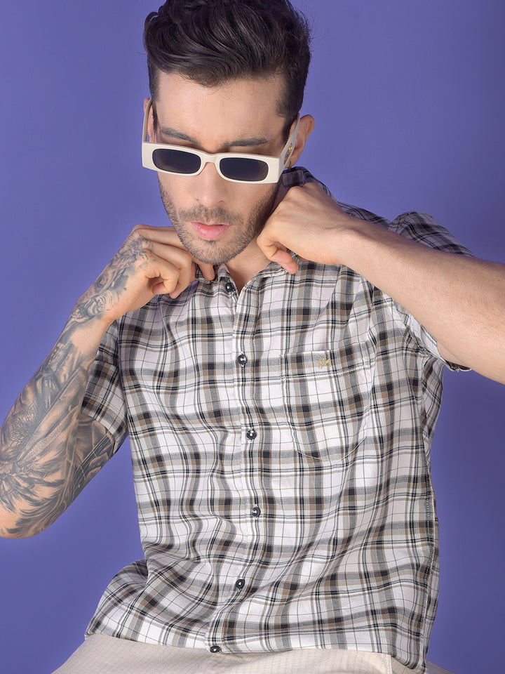 Olive Checked 100% Cotton Shirt