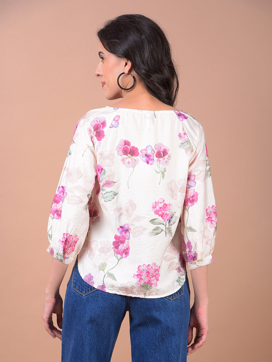 Pink Floral Print Top