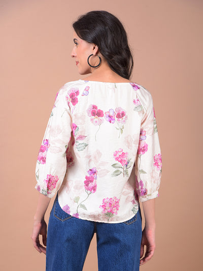 Pink Floral Print Top