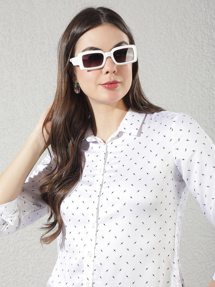 White Polka Dots Modal Shirt