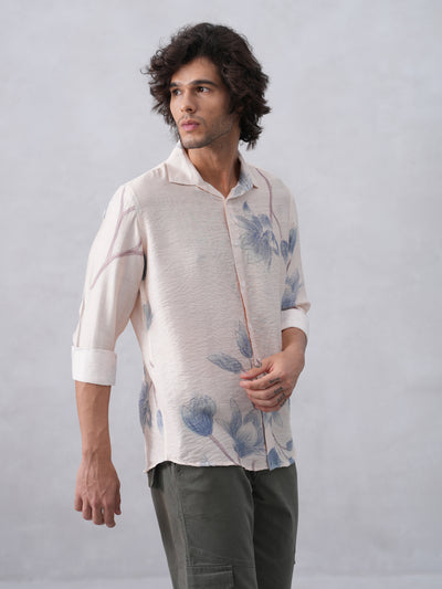 Chic Floral Beige Print Shirt