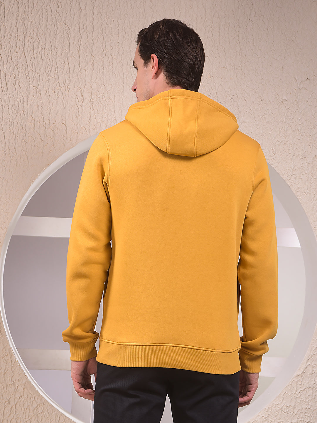 Mustard Embellished Hooded Neck Sweatshirt