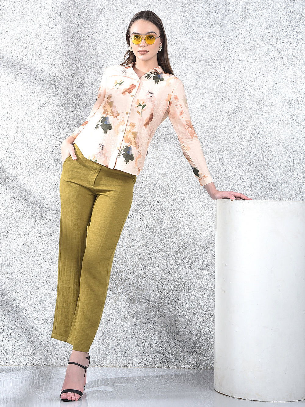 Olive Breeze Wide-Leg Trousers