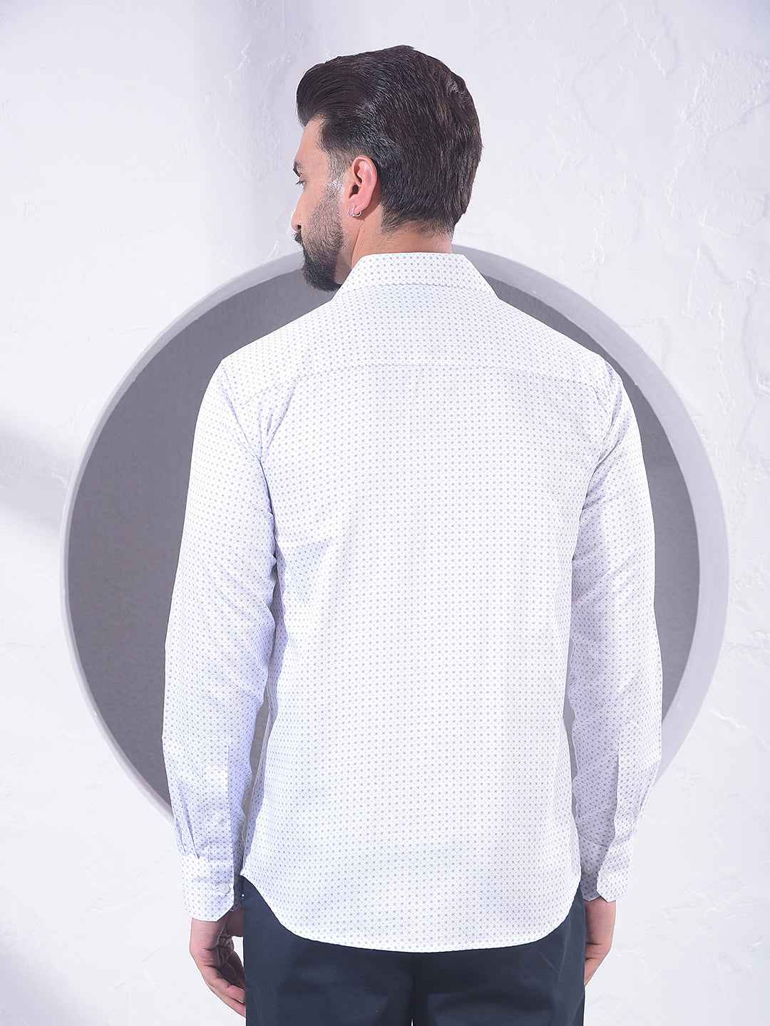 White Polka Dot Print Shirt