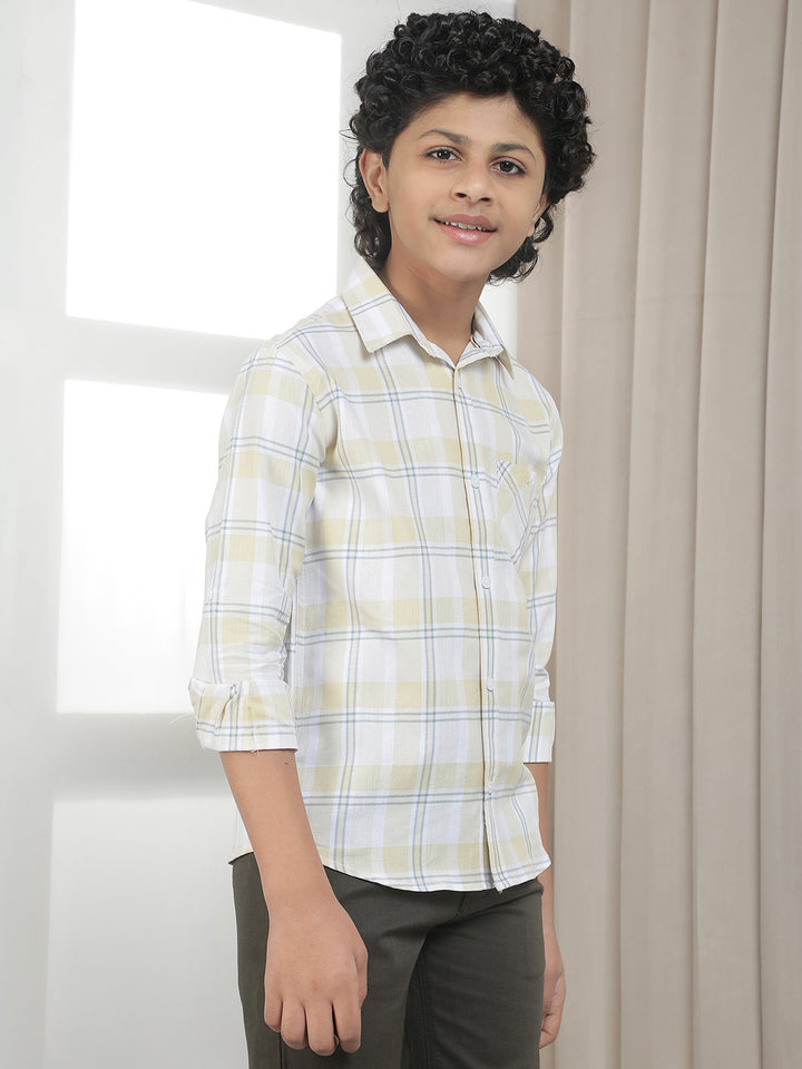 Yellow 100% Cotton Checked Shirt