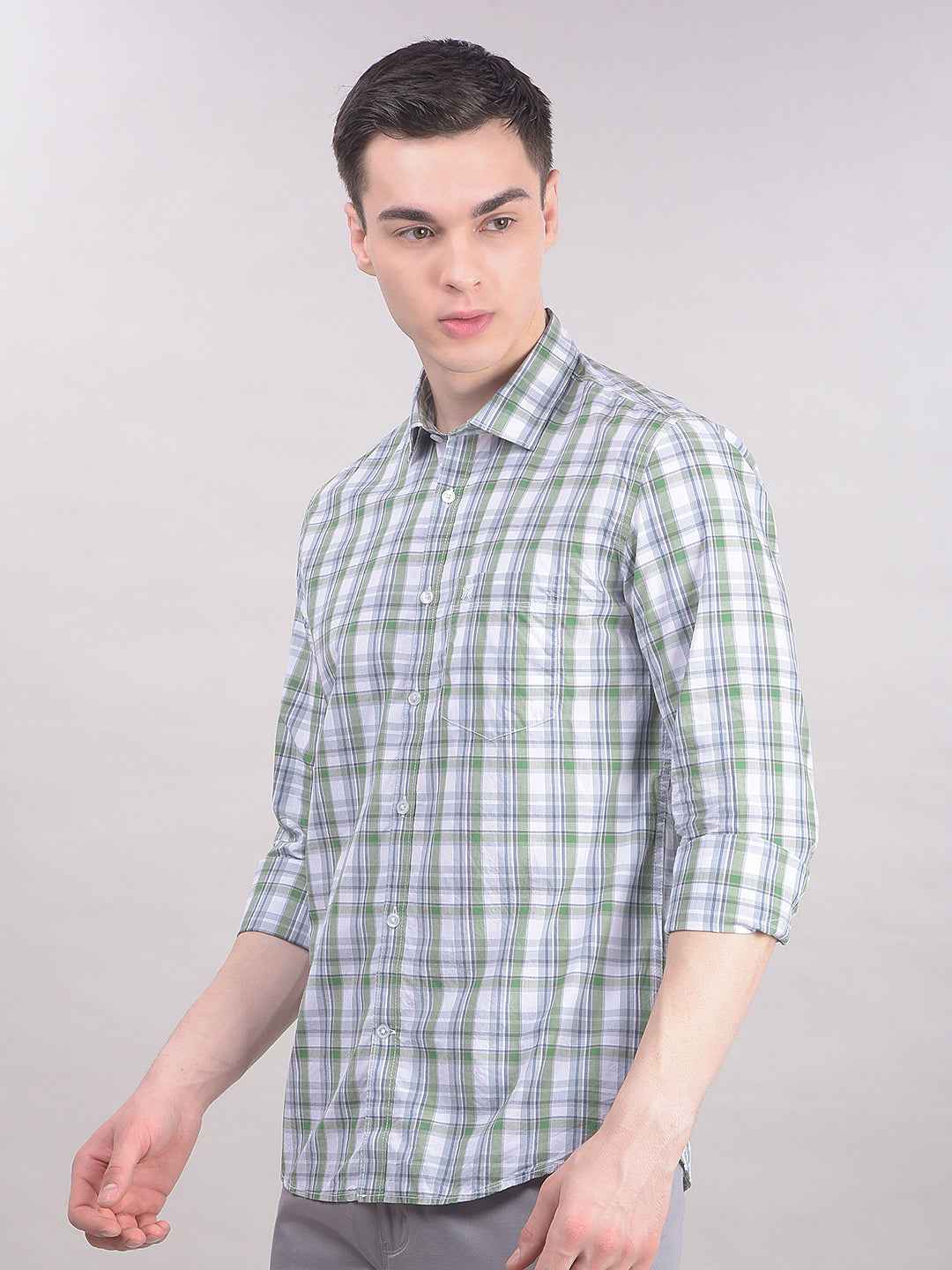 Green Checked 100% Cotton Shirt