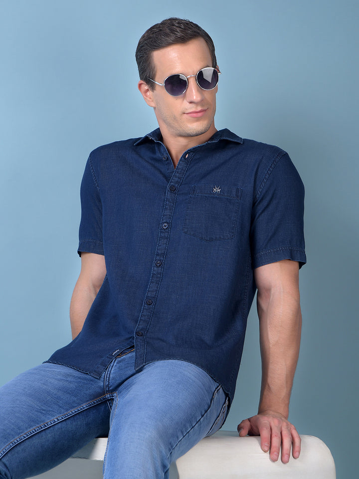Blue 100% Cotton Denim Shirt