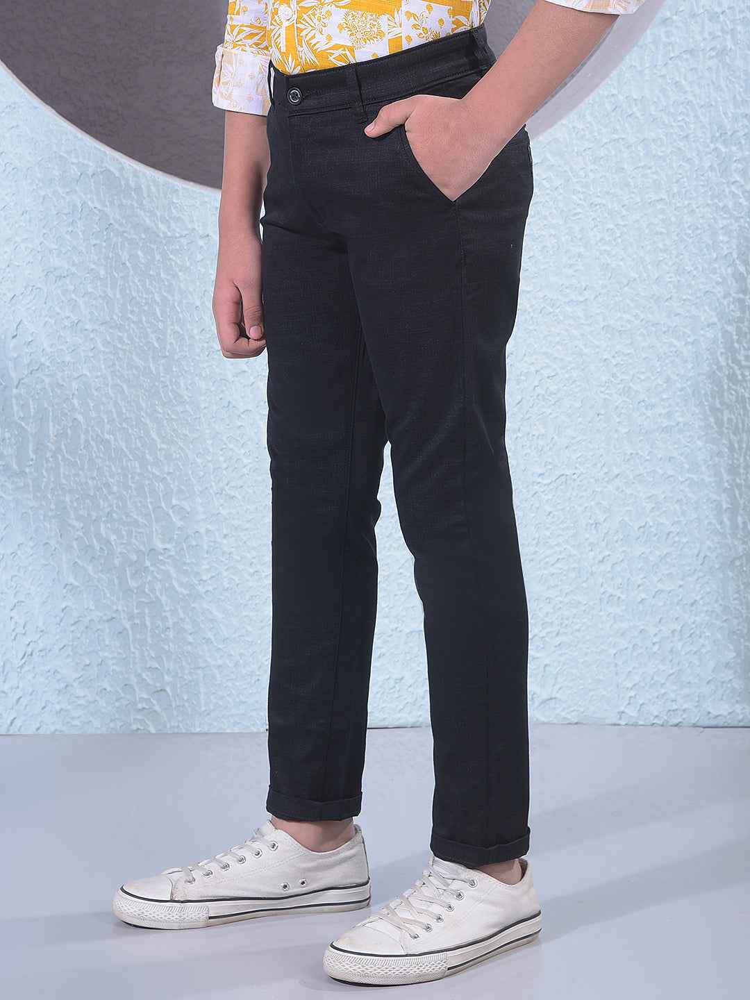 Black Textured Trousers