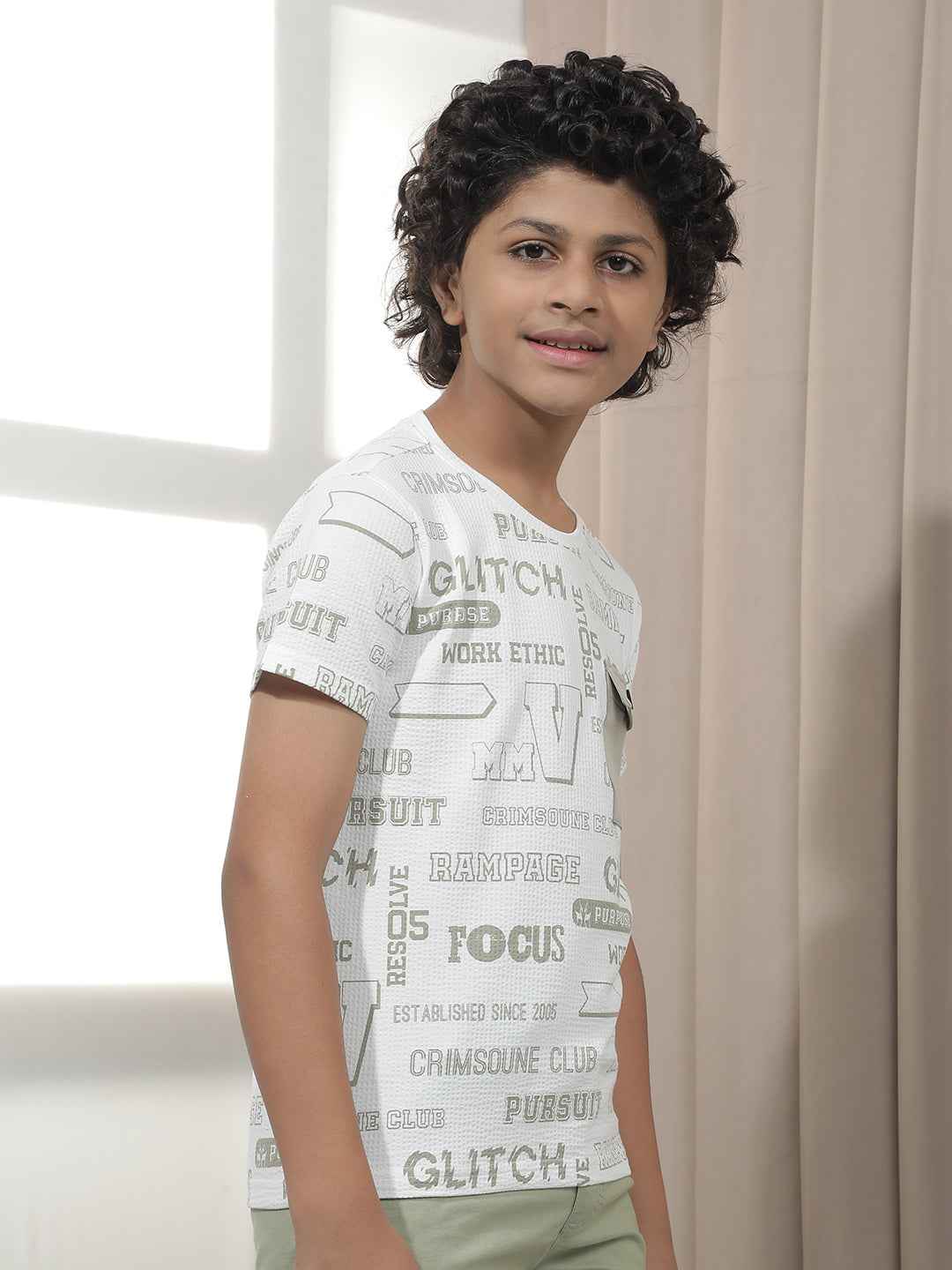 Olive Typographic Printed T-Shirt