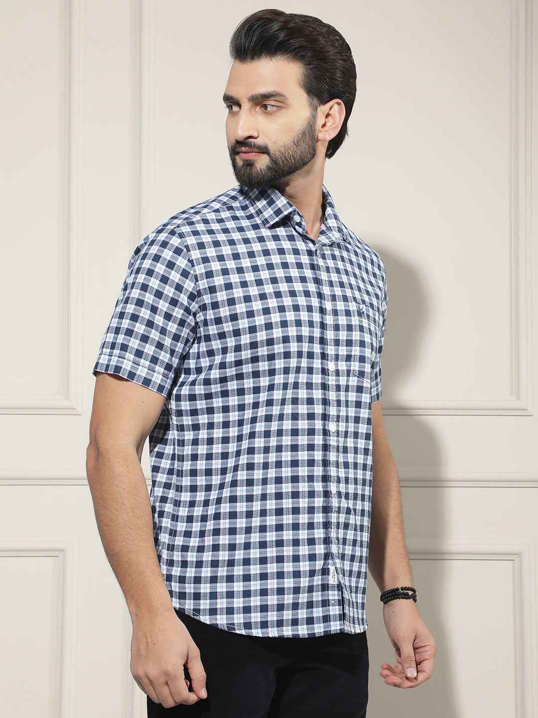 Blue Checked 100% Cotton Shirt