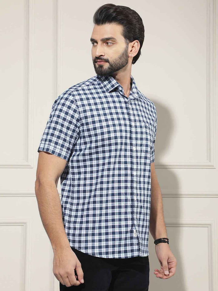 Blue Checked 100% Cotton Shirt
