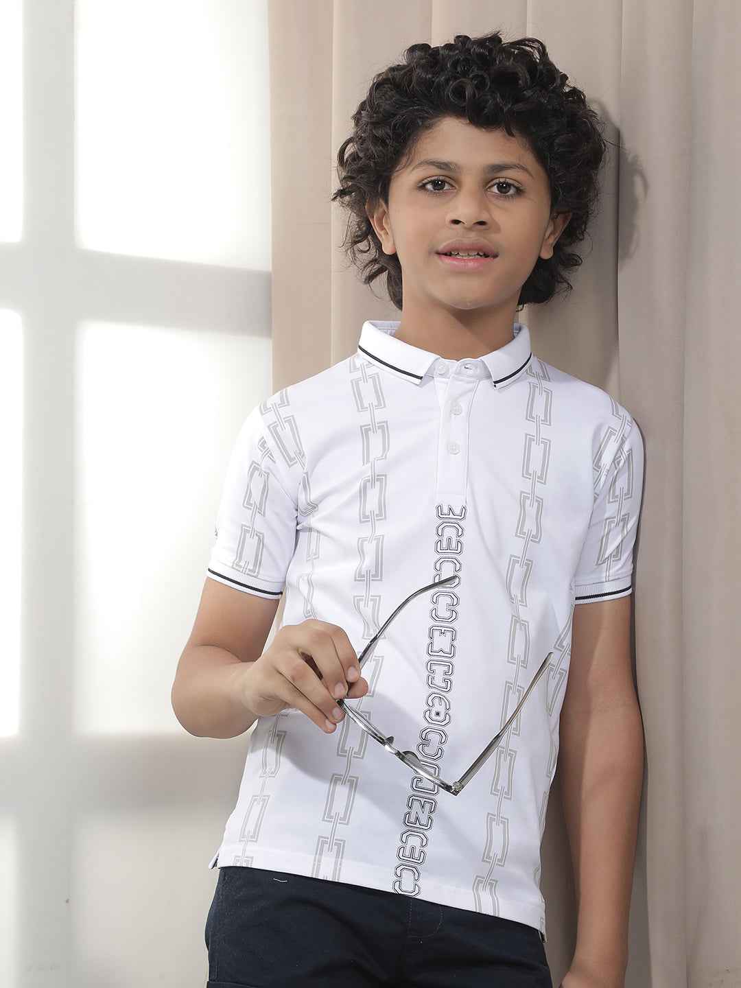 White Chain Printed T-Shirt