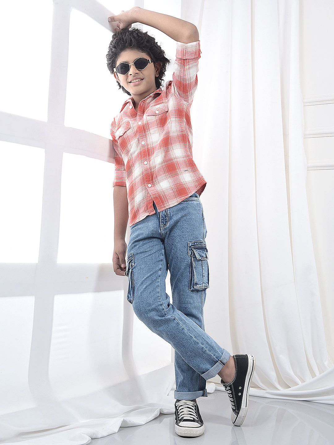 Red Checked 100% Cotton Knitted Shirt