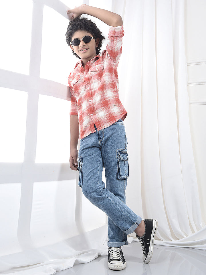 Red Checked 100% Cotton Knitted Shirt