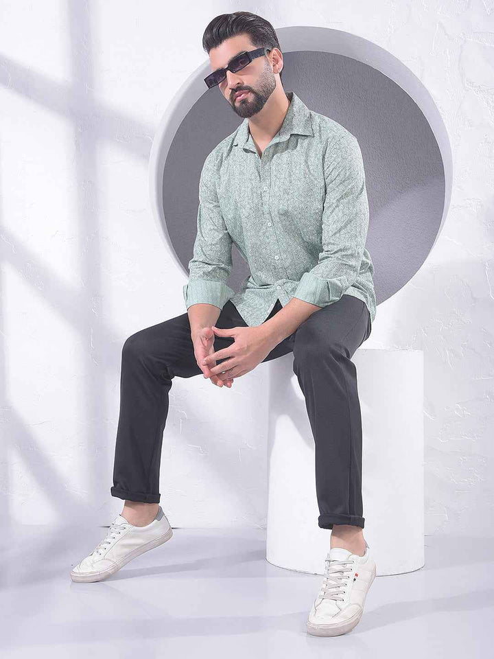 Green Geometric Print Shirt