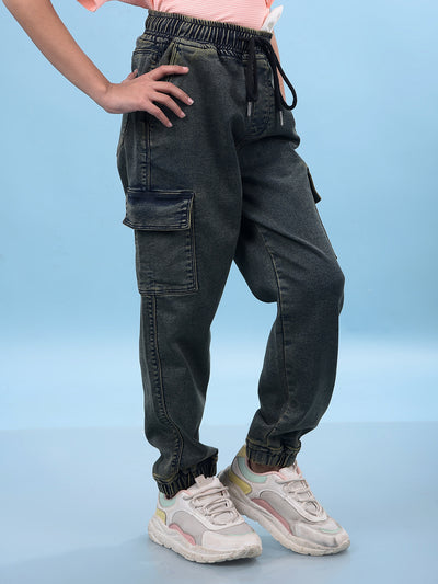 Blue Wide-Leg High-Waist Jeans-Girls Jeans-Crimsoune Club