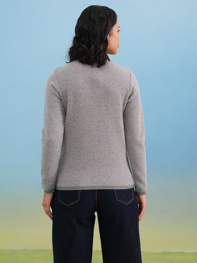 Soft Grey Botanical Pattern Sweater