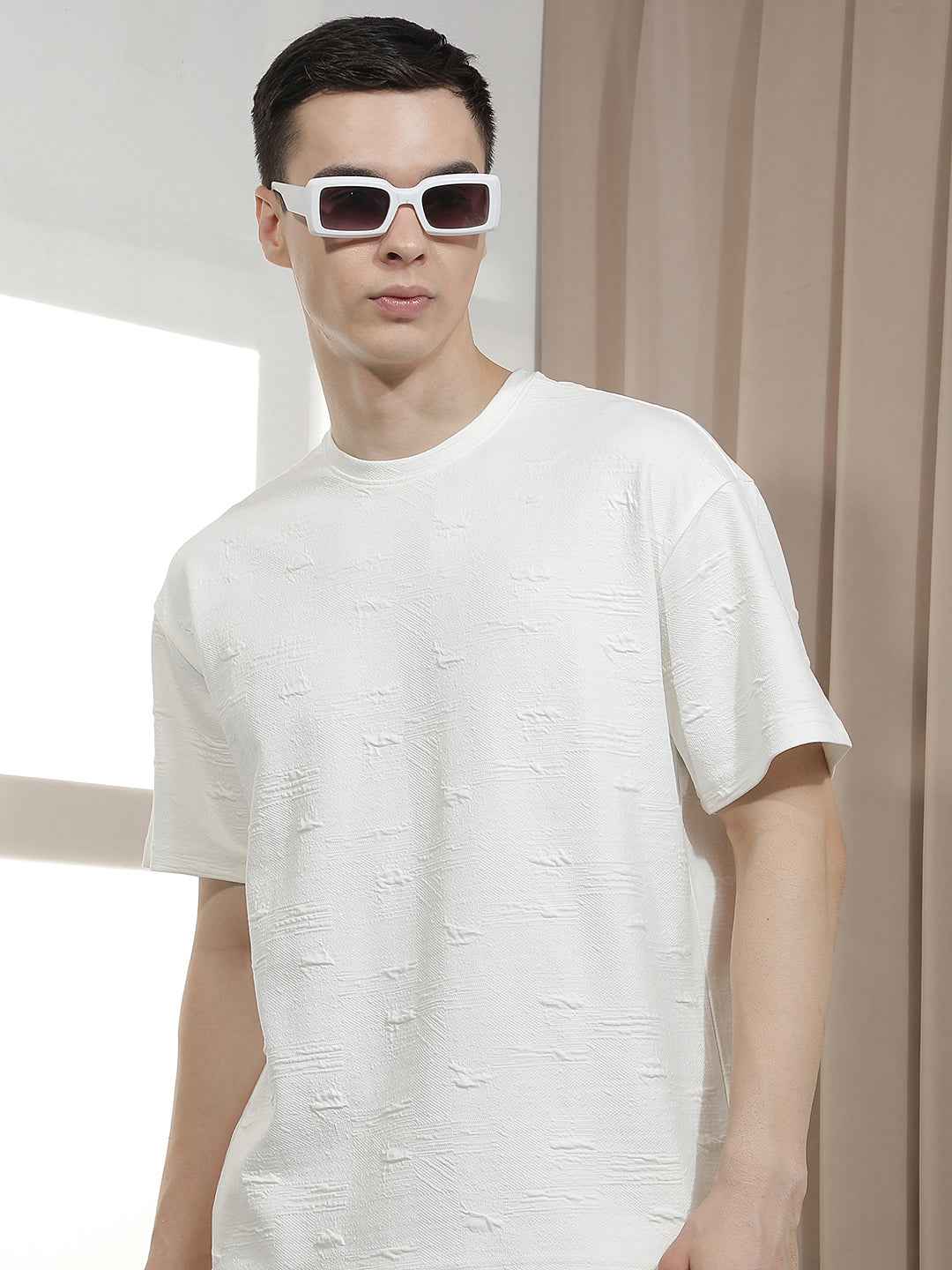 White Jacquard Oversize T-Shirt