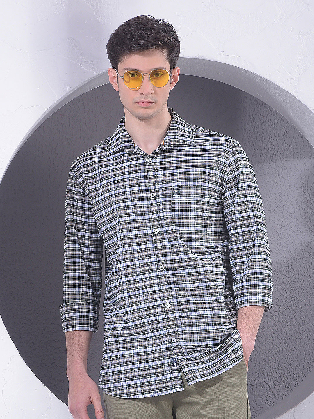 Green Checked 100% Cotton Shirt