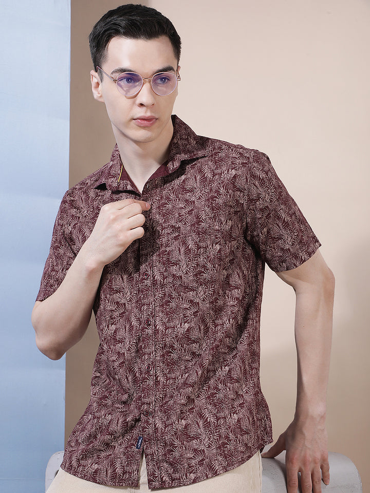 Maroon Floral Print Shirt