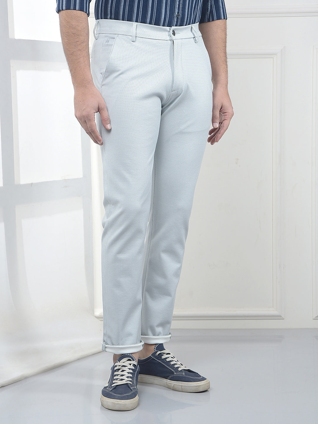 Grey Jacquard Knitted Trousers