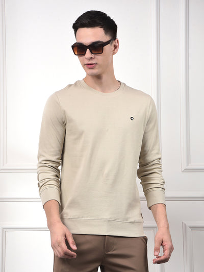 Sleek Beige 100% Cotton Sweatshirt